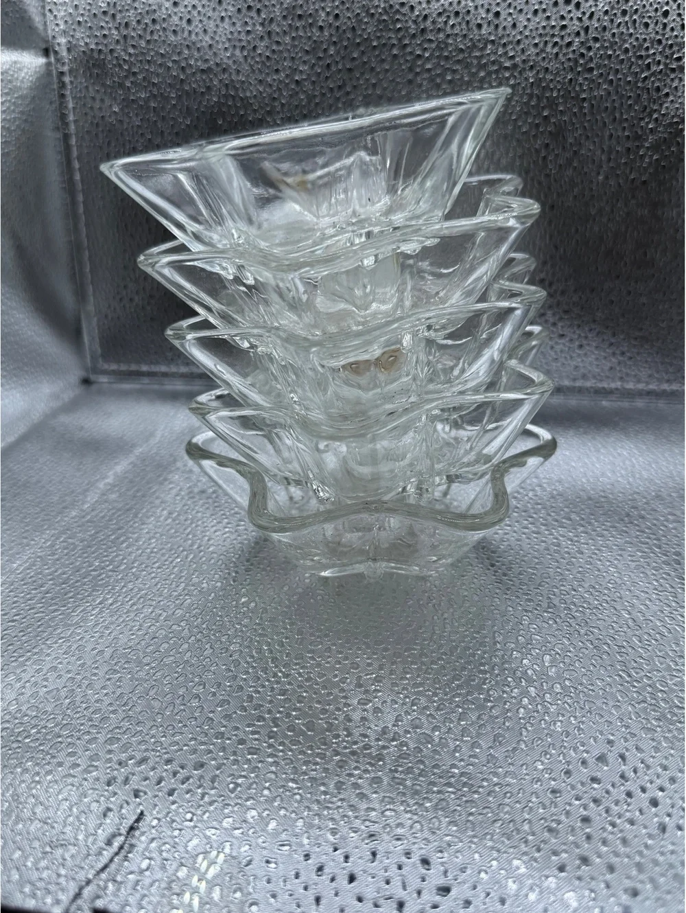 Set of 5 Clear Glass Star-Shaped Candle Holders